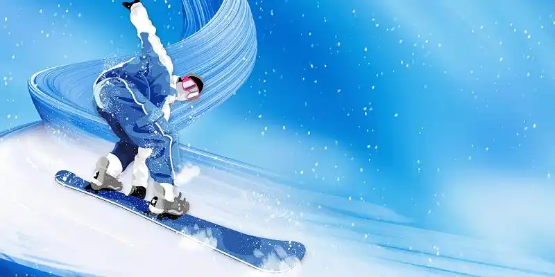 蓝色下雪滑雪滑冰运动员冬奥会展板背景