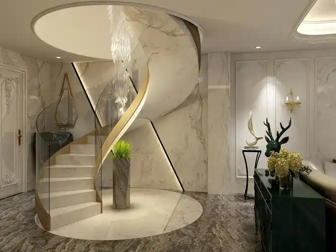 大厅旋转楼梯效果图北欧风情吧台入户楼梯客厅装修效果图后现代甘式