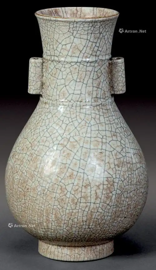 【清 仿哥釉贯耳瓶】拍卖品_图片_价格_鉴赏_清代单色釉瓷器_雅昌艺术