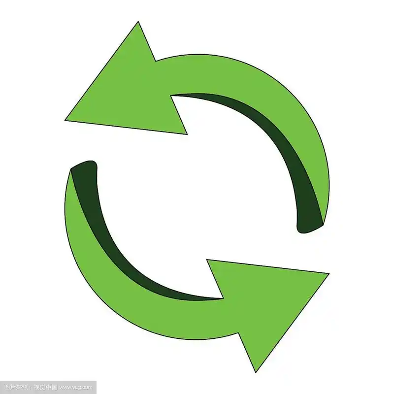 循环绿色箭头标志,标志商业生态理念.矢量插图孤立在白色背景.