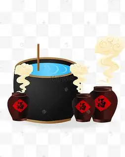 矢量手绘卡通酒坛子亚麻色瓦罐酒坛子psd免扣酒坛老酒酒罐古风酒家