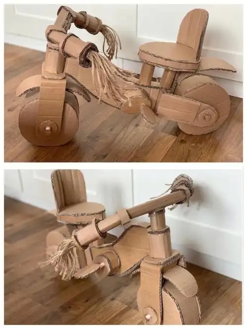 今日分享纸板自行车创意手工在家早教