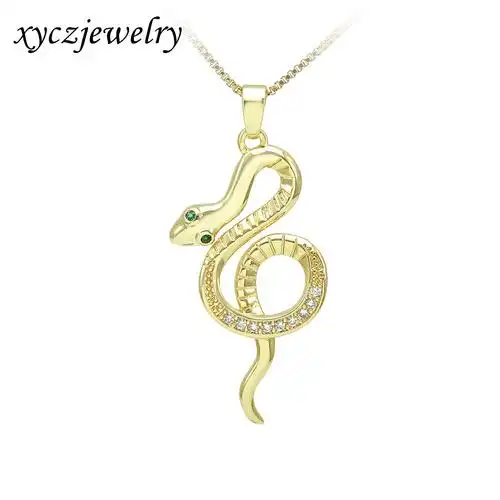 外贸时尚新款锆石蛇型吊坠项链 铜镀金项链蛇项链锆石蛇吊坠项链