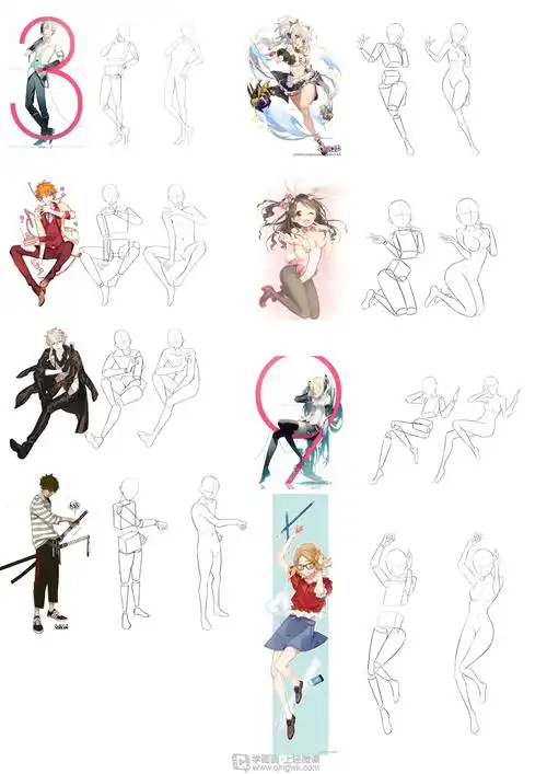 作业:动漫人体绘画学习之日式漫画人体比例画法与训练 - rh-06-009