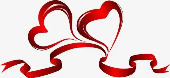 > 心形红色丝带素材