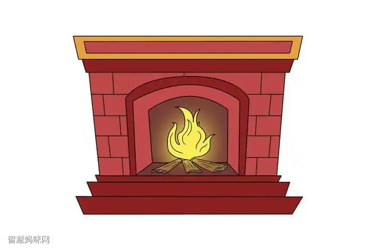 卡通壁炉简笔画