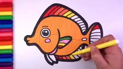 简笔画:今天我们来教宝宝画黄色的小鱼