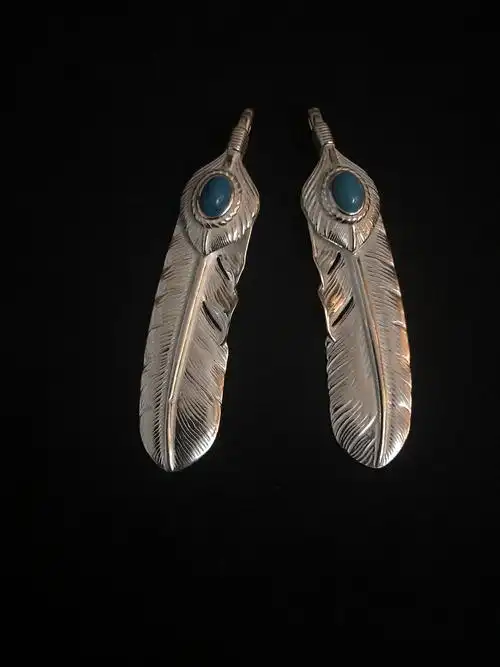 高桥吾郎手工银羽毛吊坠 纯银吊坠