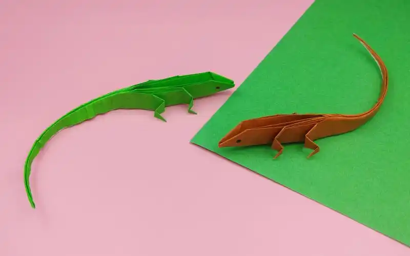 教你折超逼真的蜥蜴,材料只需一张纸,手工diy折纸教程