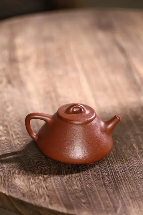 约200cc子冶石瓢壶原矿红降坡泥手工制作宜兴紫砂壶文人壶