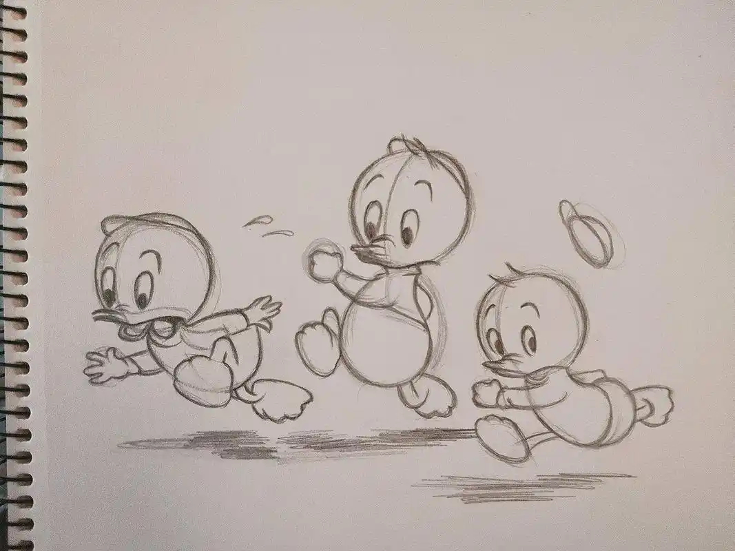 临摹动画大师作品 可爱的三只小鸭[微笑] #简笔画教程