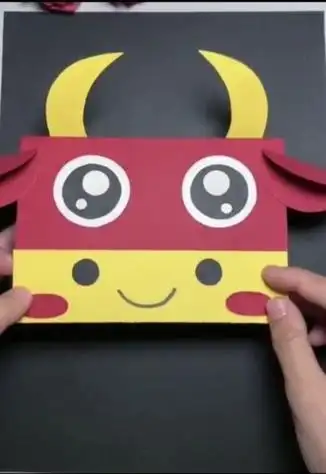 手工2021年新年贺卡鼠年不易愿牛年平安如意生动又可爱的小牛贺卡完成