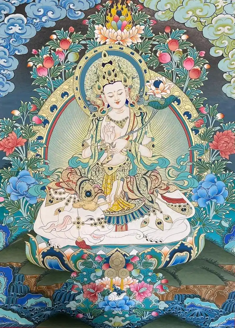 05普贤菩萨05手绘唐卡 一尊唐卡,一份欢喜,尺寸:37*50cm 普贤菩萨