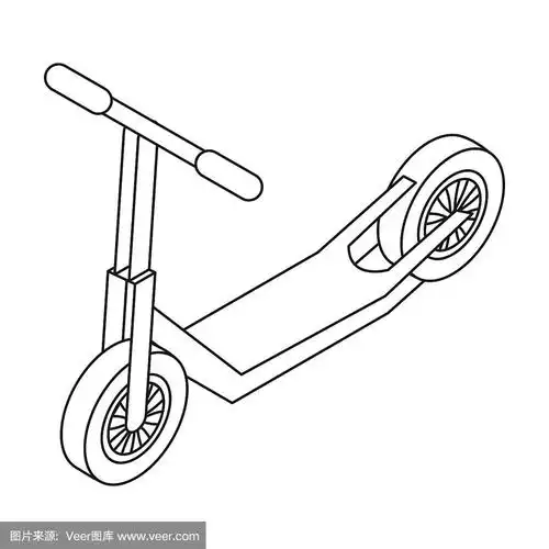 滑板车图标在轮廓风格孤立在白色