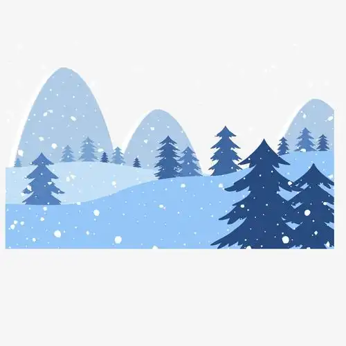 矢量手绘冬季下雪场景插画