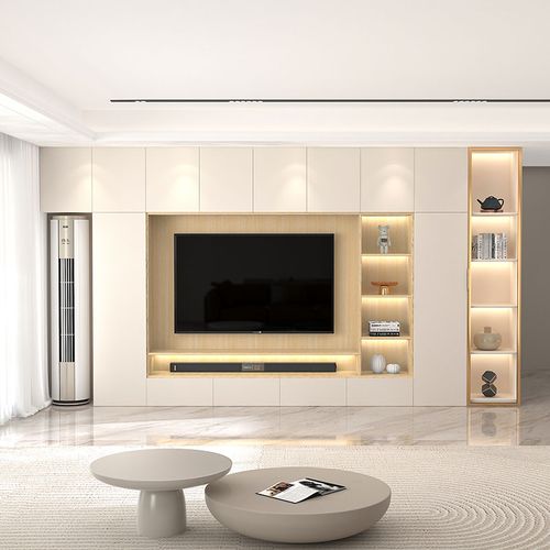 简约现代电视柜一体靠墙组合背景墙客厅轻奢立式电视柜