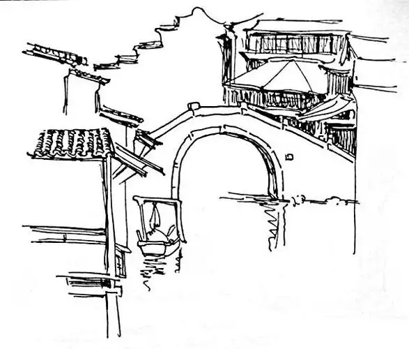 江南民居简笔画的画法图片,简笔画大全网站分享的关于江南民居简笔画