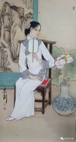 画家专栏│张思俭清末仕女明眸善媚顾盼生辉