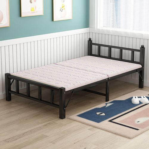 折叠床单人家用简易床加床加固午休小床办公室硬板铁床 正方管70公分