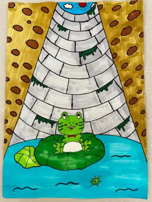 儿童创意绘 画#井底之蛙 #寓言故事画