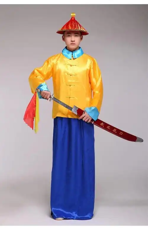 清朝古装官兵兵服衙役服装舞台演出服大内侍卫戏服公公黄马褂服装_双