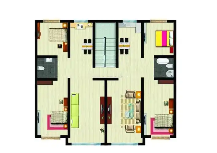 农村别墅客厅平面效果图大全