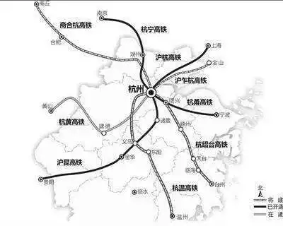 普铁时代,杭州只接入了沪昆一个主干道,在铁路枢纽地位上与上海,南京