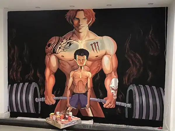 扬州墙上油画室内人物大副手绘壁画酒店手绘艺术新视角墙绘装饰