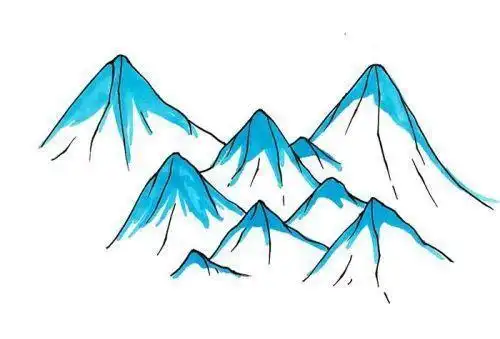 彩色简单雪山简笔画怎么画涂色雪山简笔画步骤画法