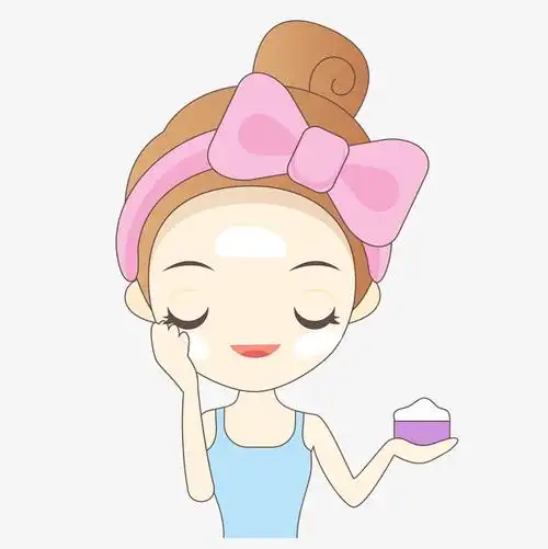 纯手绘原创女孩化妆抹油护肤品插画