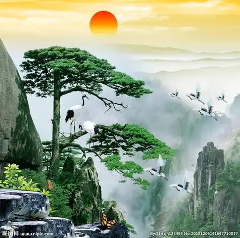 日出山水画图片大全日出风景