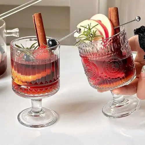 热红酒杯圣诞鸡尾酒太阳花高脚杯高颜值微醺煮酒喝洋酒杯玻璃直营