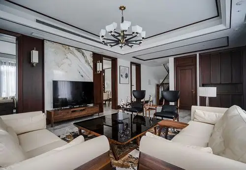 上海新中式风格的别墅室内实景图