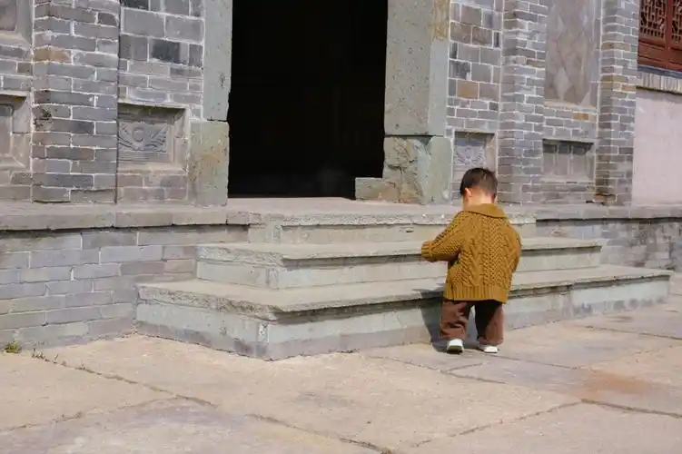 人类幼崽可爱行为爬台阶