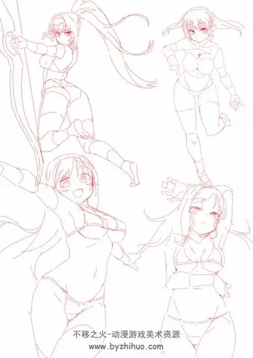 二次元少女妹子姿势动作参考资源素材下载219p