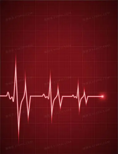矢量红色卡通心电图健康背景