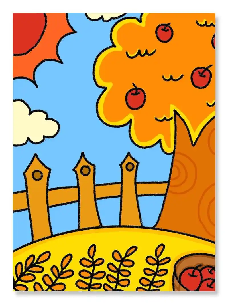 秋天的果园儿童创意画.
