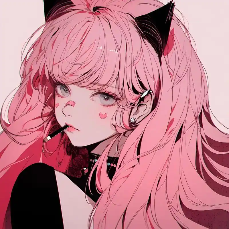 旧漫头像‖甜酷粉色猫女头像