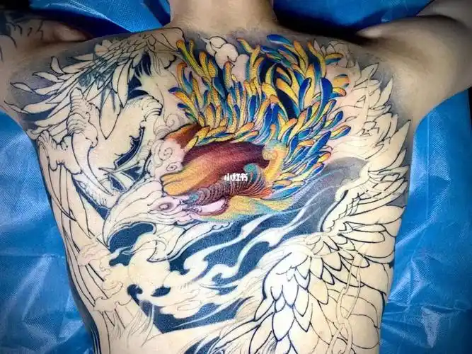 新传统风格 凤凰头部 #纹身  #凤凰纹身  #彩色纹身  #新传统纹身