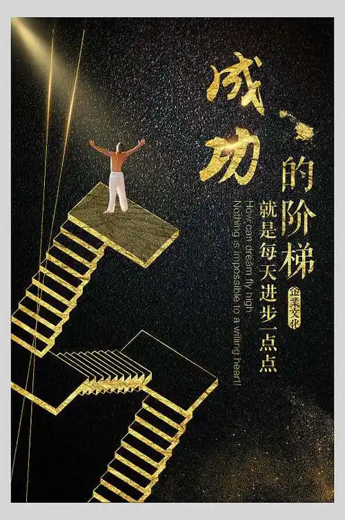 成功的阶梯就是每天进步一点点青春励志海报