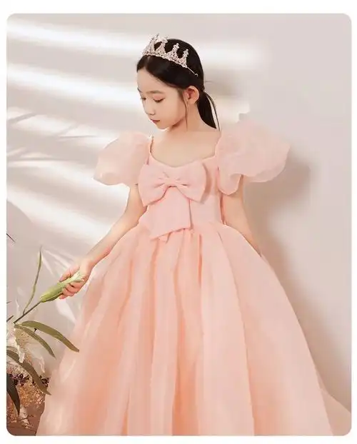 disney迪士尼儿童晚礼服婚纱粉色公主裙高端洋气小女孩花童钢琴走秀