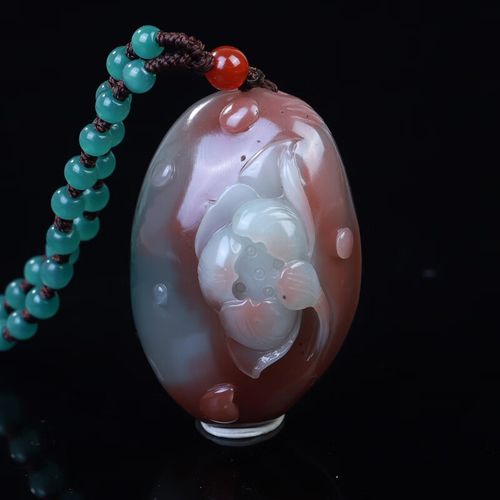 俊山美玉【奇珍孤品】紫绿玛瑙花开富贵吊坠挂坠多色宝石秦紫玉女款