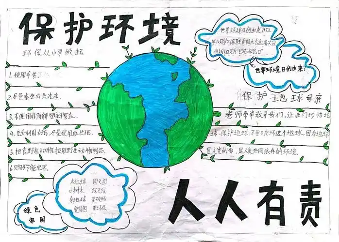 简单漂亮的保护环境人人有责手抄报 - 智慧妈咪网