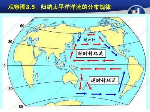 5,归纳太平洋洋流的分布规律 逆时针 顺时针环流 逆时针环流