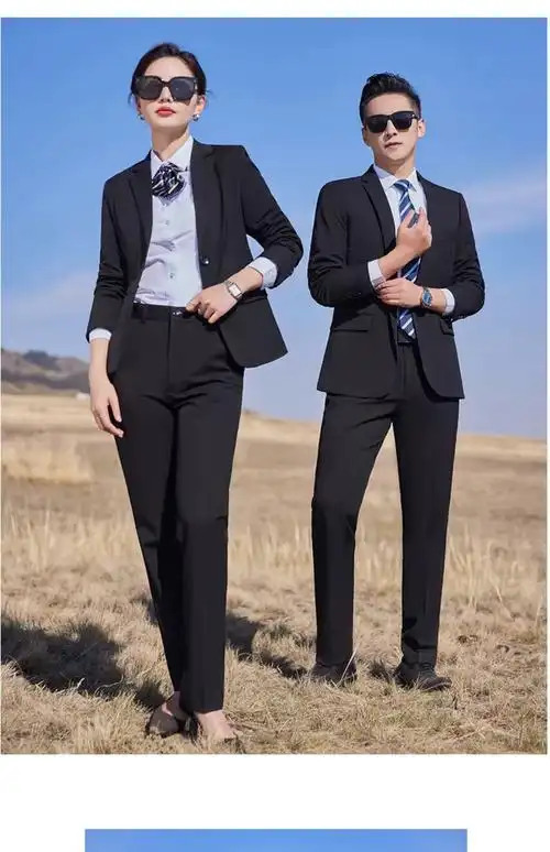 秋冬新款职业套装宝蓝色西装工装男女正装4s店西服外套工作服定制