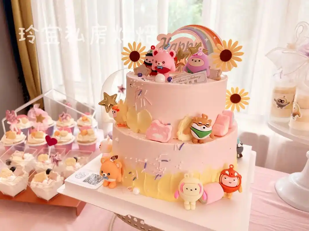 周岁满月宝宝生日宴生日蛋糕蛋仔主题甜品台.新晋大热门!