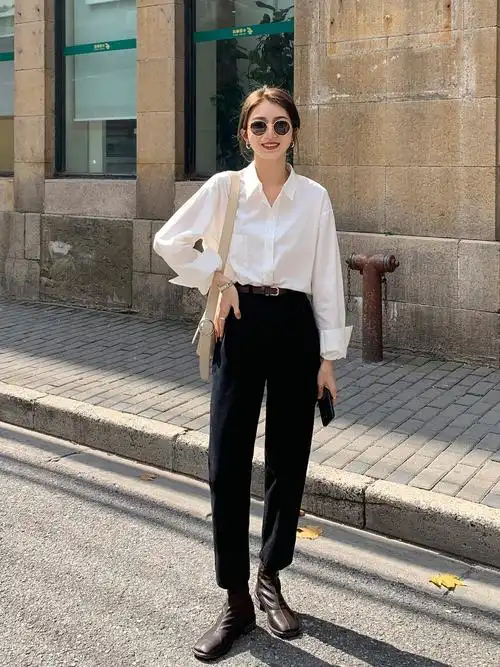 白色衬衫女长袖内搭2020秋季新款韩版复古港味宽松休闲百搭上衣