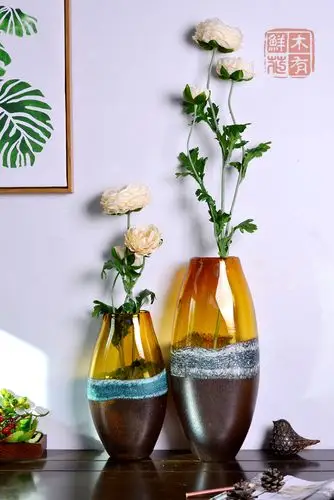 创意彩色玻璃手工花瓶艺术礼品家居样板房酒店花瓶