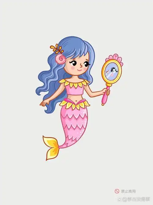 可爱卡通美人鱼0469♀150469♀15—高清手绘临摹画