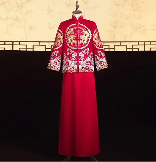 督媚(dumei)男秀禾服2021年夏季新郎装中式礼服唐装龙凤褂男士古装婚